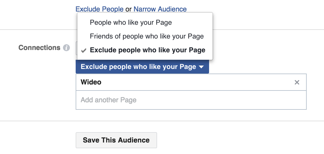 exclude people who like your Page from the Connections drop-down.