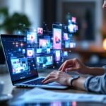 Woman using AI video generator technology on laptop – guide to AI video tools.